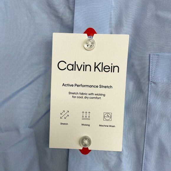NEW Calvin Klein Men's M Active Performance Stretch Shirt Light Blue Regular Fit - Picture 8 of 10